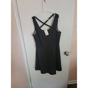 H&M NWT Womens Large Black with White Dots Mini Dress